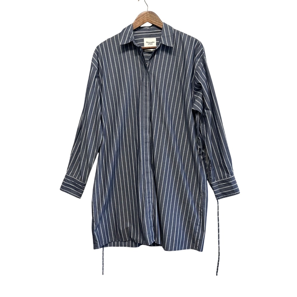 Abercrombie Fitch Tunic Shirt Dress Womens Size S TallStriped Long Sleeve Preppy